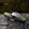 Folding Spoon Fork 7-in-1 Camping Hiking Cutlery Multitool Kit